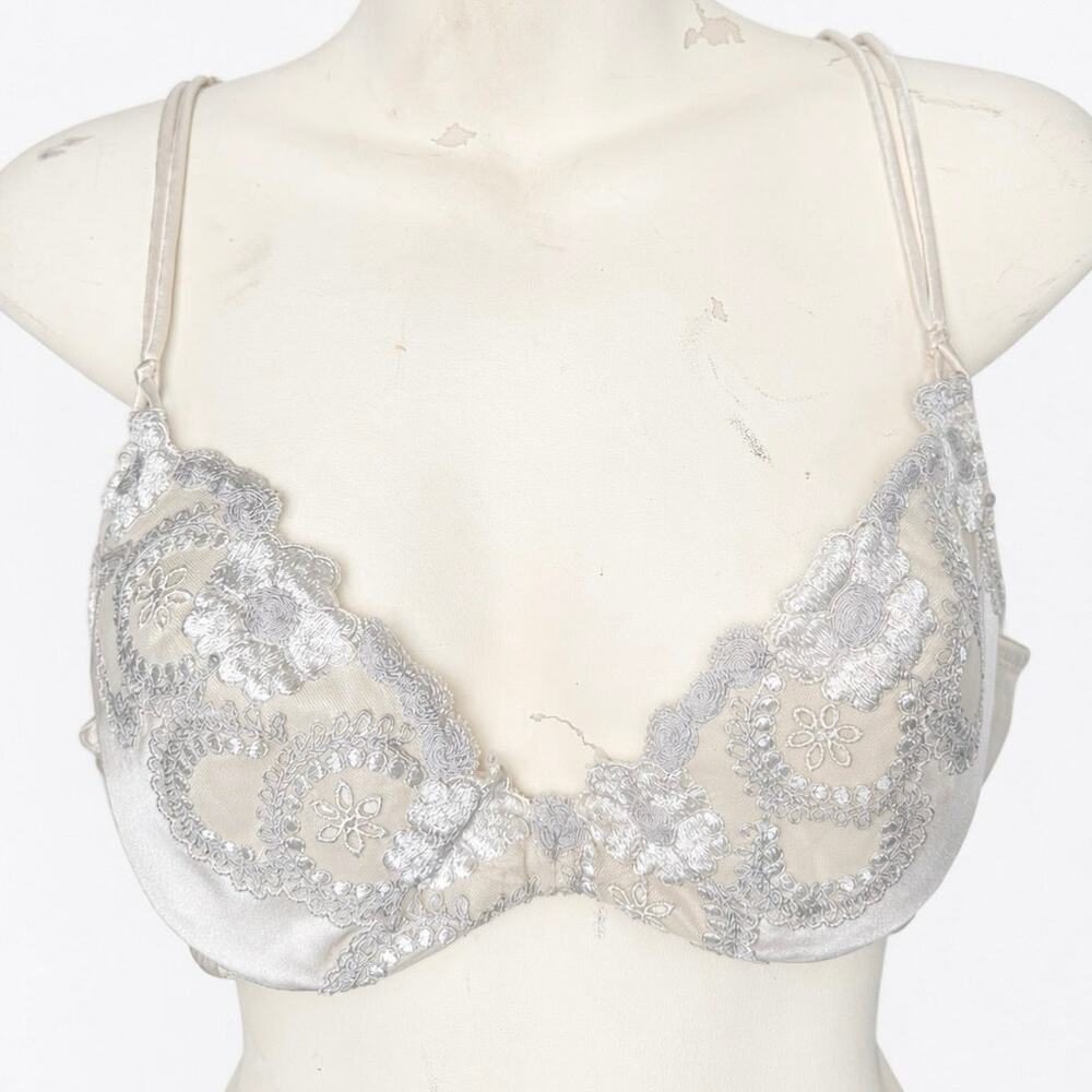 NWT Vtg Deadstock 90s La Perla Ivory Silk Lace Sz 3 36 Underwire Bra Bridal *